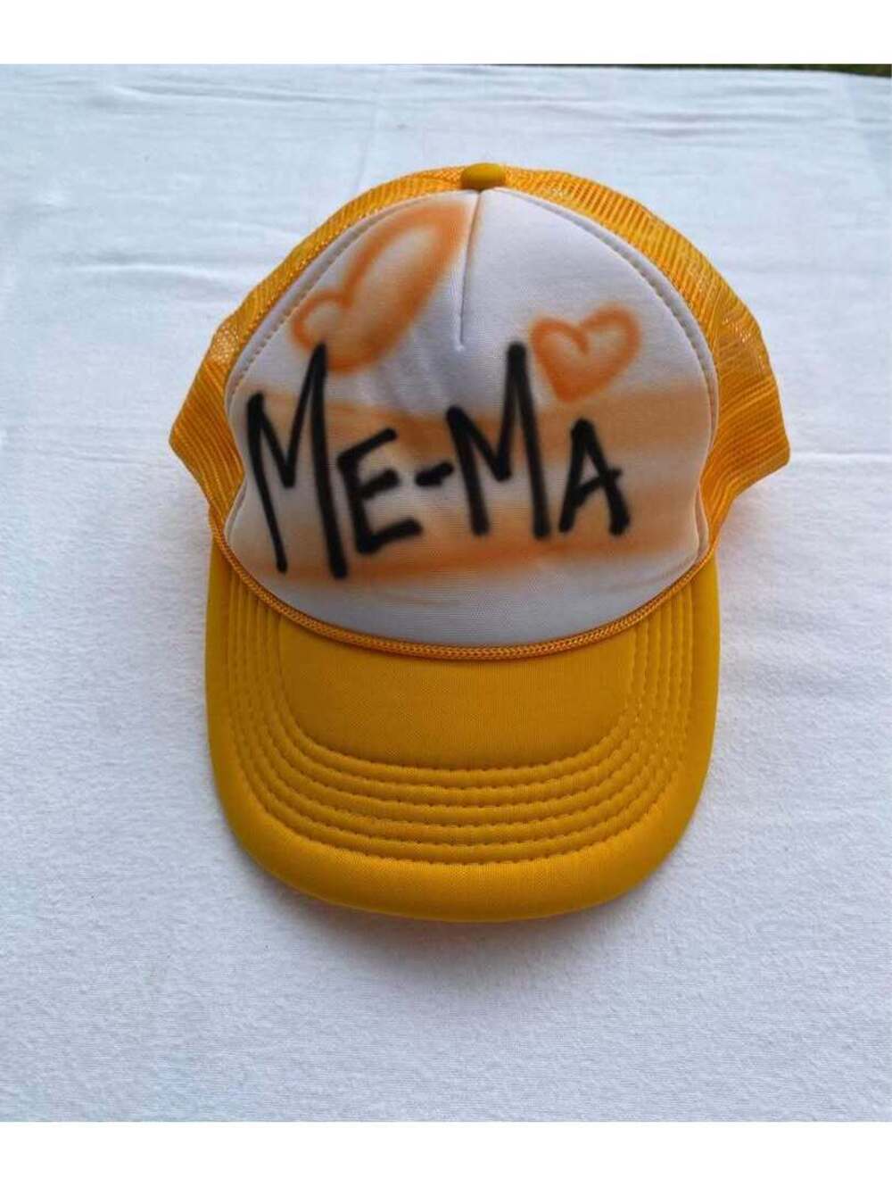 Custom Airbrushed Me-Ma Yellow Trucker Hat